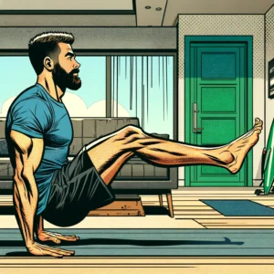 Deviens Maître du L-Sit : L'Exercice Ultime pour un Tronc d'Acier et des Abdos en Béton 8 un homme barbu qui fait un L-sit au sol