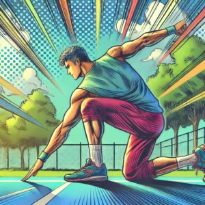 Comment bien t’échauffer avant une séance de callisthénie ? 4 un homme en train de s'échauffer avant une séance de callisthénie. L'image représente une préparation physique dynamique en plein air.