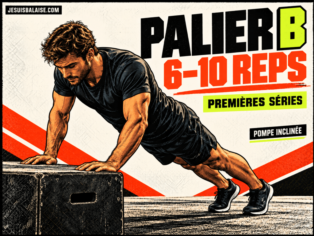 Pompe inclinée pour le palier B du programme 100 pompes, niveau 6 à 10 répétitions