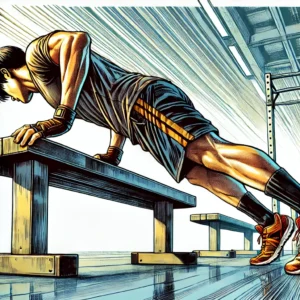 Pompes surélevées : le guide ultime (technique, muscles & programme) 6 un homme qui fait des pompes surélevées