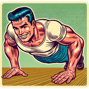 Pseudo Pompes : Le Guide Complet pour Maîtriser cet Exercice Puissant 💪 8 Homme réalisant une pseudo pompe en position de planche, combinant force et dextérité. Exercice de push-up décalé, idéal pour renforcer le haut du corps.