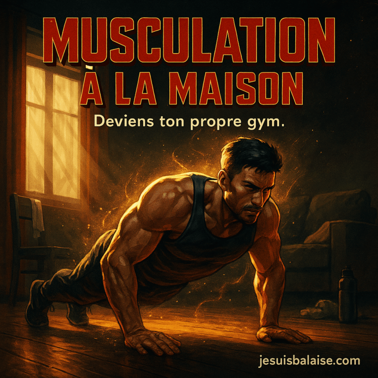 Musculation à la maison : la méthode simple pour te sculpter sans matériel 2 homme qui fait de la musculation à la maison dans son salon