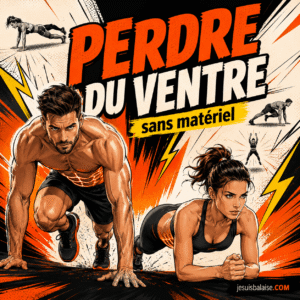 Les meilleurs exercices pour perdre du ventre sans matériel 2 Homme et femme en entraînement au poids du corps pour perdre du ventre sans matériel, avec gainage et exercices abdos.