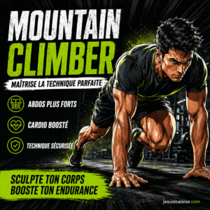 Maîtrise l'exercice du mountain climber pour des muscles profonds en béton 1 Homme en position de mountain climber, exercice cardio pour renforcer les abdos et booster l’endurance