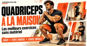 Exercices pour les quadriceps sans matériel, à ton niveau 4 Exercices pour les quadriceps à la maison sans matériel : squat, fente arrière et chaise murale
