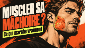 Comment muscler sa mâchoire : exercices, gommes et ce qui ne sert à rien 1 Illustration d'un homme avec le muscle masséter mis en évidence pour expliquer comment muscler sa mâchoire.